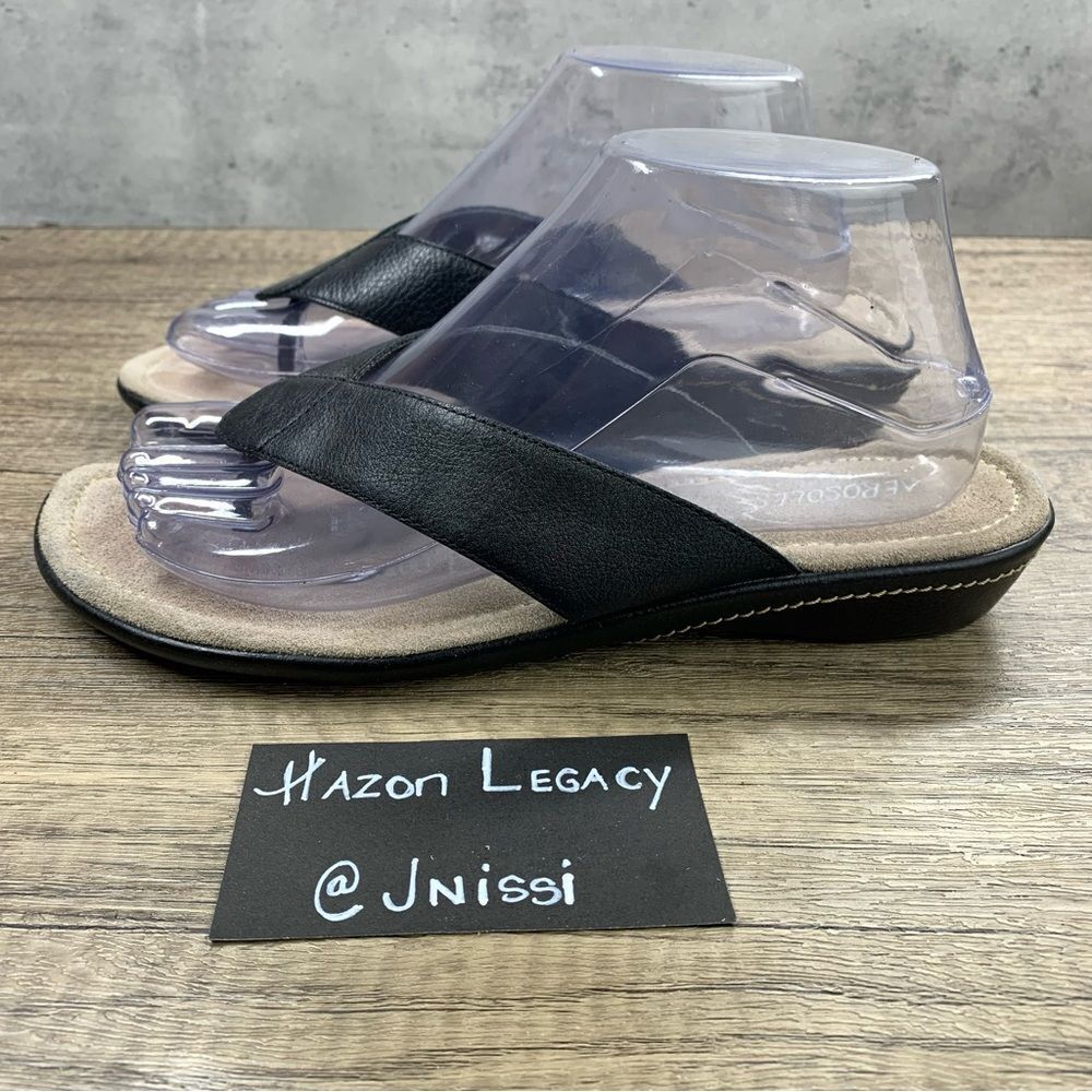 Aerosoles~Women’s~ Black Wedge Flip Flop Thong Casual Sandals~Size 8.5M